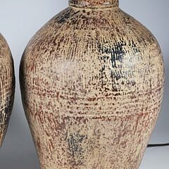 Pair of Bulbous Ceramic Lamps