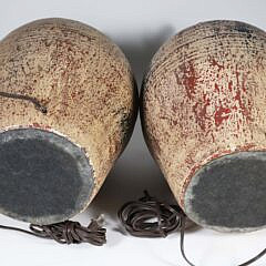 Pair of Bulbous Ceramic Lamps
