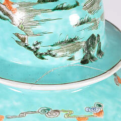 Pair of Chinese Decorated Porcelain Temple Jar Lamps, 20th Century