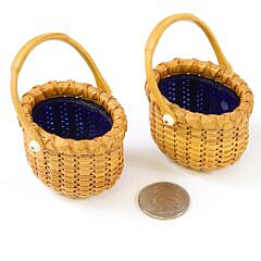 Pair of Paul Willer Miniature Oval Nantucket Basket Salts