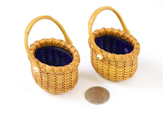 Pair of Paul Willer Miniature Oval Nantucket Basket Salts