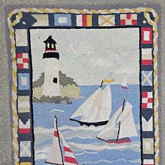 Claire Murray Hooked Rug, Sailboats with Signal Flags Border