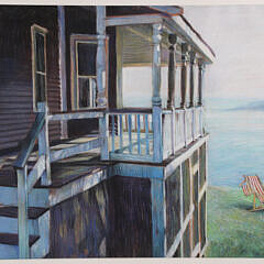 Sheri Wilson Rae Oil and Pastel on Paper “Oceanfront Deck”