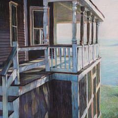 Sheri Wilson Rae Oil and Pastel on Paper “Oceanfront Deck”