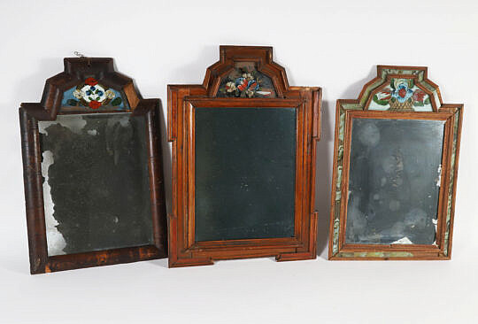 Three 18th Century Pine Courting Mirrors