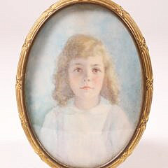 Miniature Portrait of a Young Girl in an Oval Frame