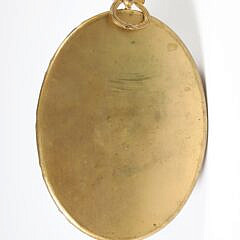 Miniature Portrait of a Young Girl in Brass Oval Frame