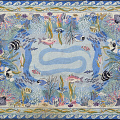 Claire Murray Hooked Rug, Coral with Fish