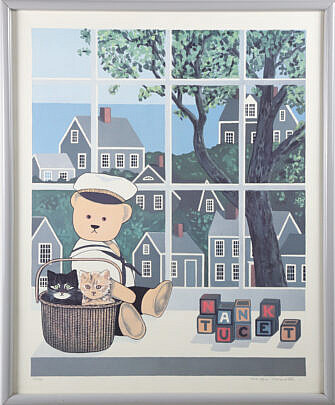 Maggie Meredith Limited Edition Lithograph, "Teddy Bear and Kittens", Edition #15/500