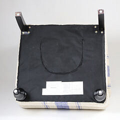 Blue and White Striped Upholstered Club Chair