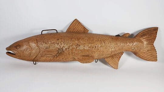 English Carved Half-Body Fish Plaque