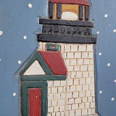 Vintage David Small Folk Art Brant Point Lighthouse Nantucket Christmas Plaque