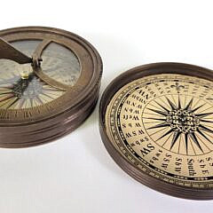 Vintage Nautical Military Brass Pocket Compass Sundial