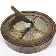 Vintage Nautical Military Brass Pocket Compass Sundial