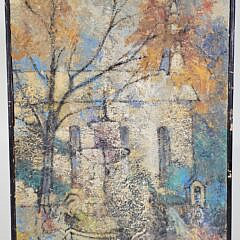 Ted Loewenguth Mid Century Modern Church Painting