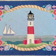 Vintage Brant Point and Sankaty Head Nantucket Lighthouse Hooked Rugs