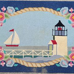 Vintage Brant Point and Sankaty Head Nantucket Lighthouse Hooked Rugs