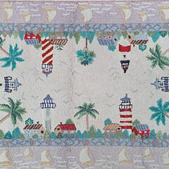Vintage Carolina Lighthouses Hooked Rug