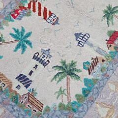 Vintage Carolina Lighthouses Hooked Rug