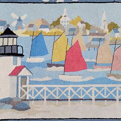 Vintage Claire Murray Nantucket Rainbow Fleet Hooked Rug Carpet