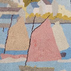 Vintage Claire Murray Nantucket Rainbow Fleet Hooked Rug Carpet