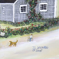 Vintage Jan Munro Nantucket Folk Art View of Sconset and Sankaty Light