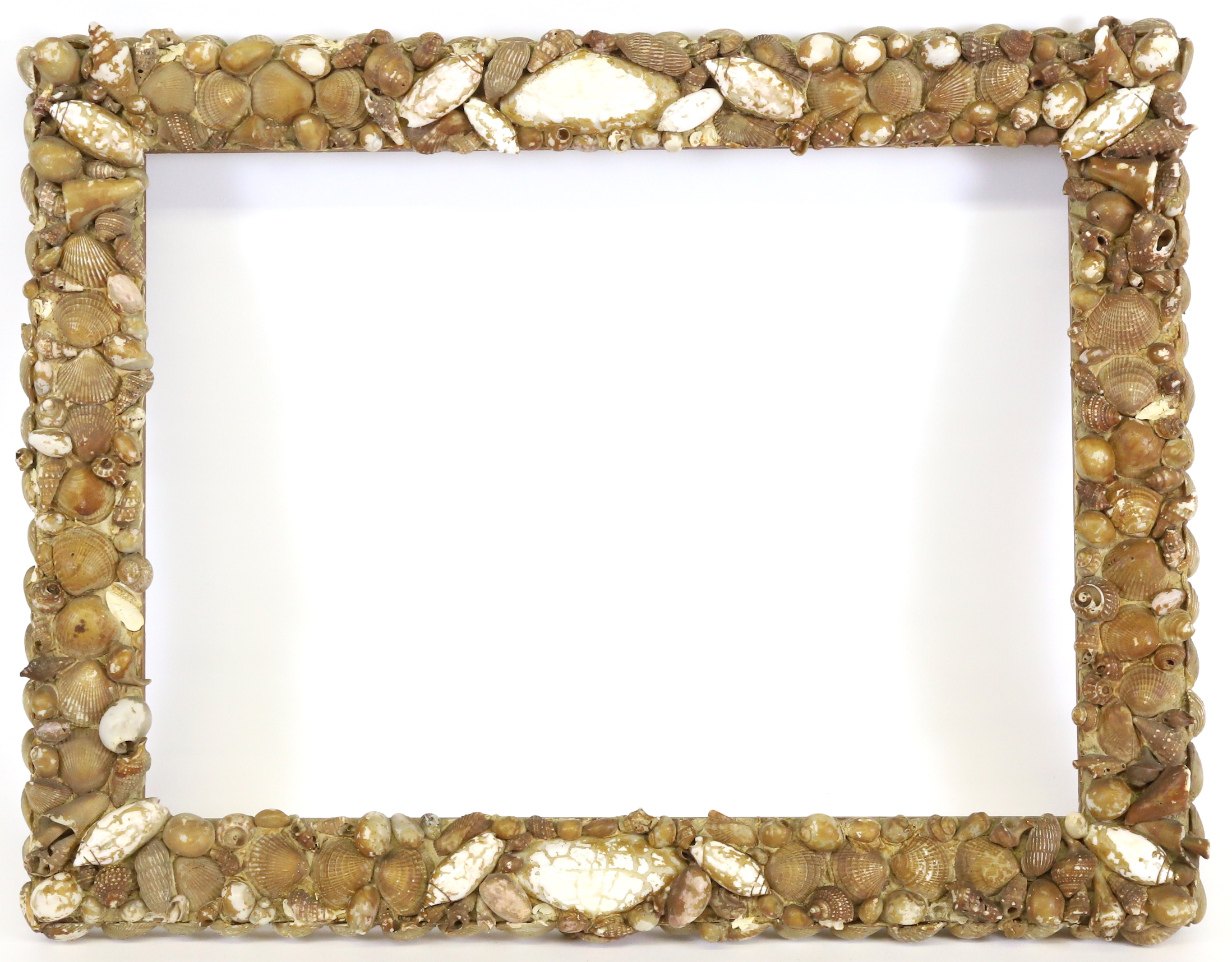 Antique Folk Art Nautical Shell Decorated Frame - Antique Folk Art ...