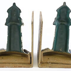 Pair of Vintage Cast Iron Paint Decorated Lighthouse Doorstop Bookends