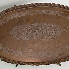Vintage Mid Century Modern Turkish Style Engraved Copper Coffee Table