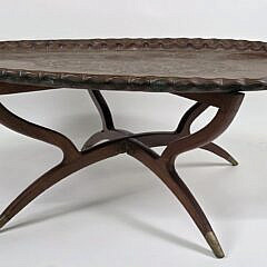 Vintage Mid Century Modern Turkish Style Engraved Copper Coffee Table