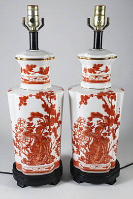 Pair of Chinese Style Porcelain Decorative Lamps