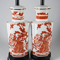 Pair of Chinese Style Porcelain Decorative Lamps