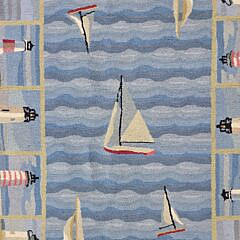“Sailboats and Lighthouses” Hooked Rug