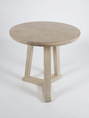 White Washed Round Side Table