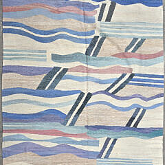 Modern Blue and White Hand Loomed Wool Carpet