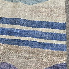 Signed Margaretta Nettles Modern Blue, White and Multicolored Hand Loomed Wool Carpet