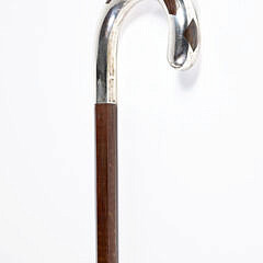 Antique Silver Overlay C-Grip Cane Stamped BCP, 19th Century