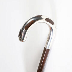 Antique Silver Overlay C-Grip Cane Stamped BCP, 19th Century