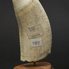 Fine John Lee Contemporary Scrimshaw Whale’s Tooth, mid 20th Century