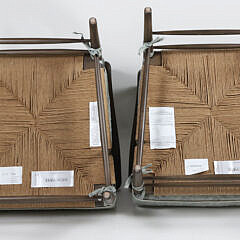 Pair of “Chaddock Ivy” Style Lounge Chairs with a Woven Rush Seats and Tie-on Cushions