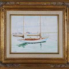Thomas G. Lohre Jr. Oil on Canvas "Brant Point and Boat"