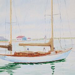 Thomas G. Lohre Jr. Oil on Canvas “Brant Point and Boat”