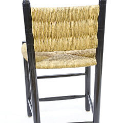Three Black Painted Faux Bamboo Rush Seat Stools