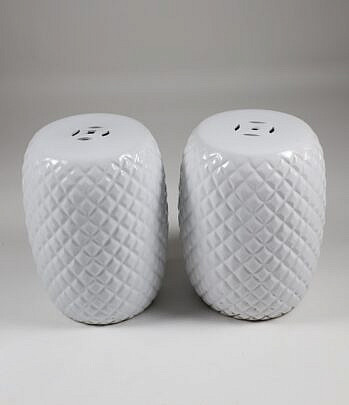 Pair of Safavieh White Porcelain Garden Stools