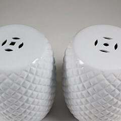 Pair of Safavieh White Porcelain Garden Stools