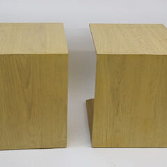 Pair of Blonde Contemporary “C” Shaped Side Tables