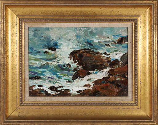 Jan Collins Selman Oil on Canvas "Rocky Shoreline"
