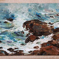 Jan Collins Selman Oil on Canvas “Rocky Shoreline”