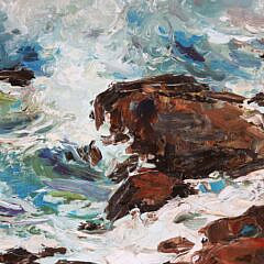 Jan Collins Selman Oil on Canvas “Rocky Shoreline”