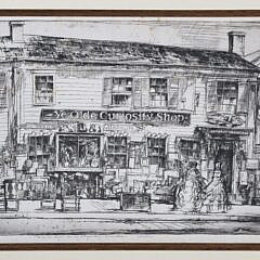 Earl Horter Engraving Of Old Nantucket Antiques Store “Ye Olde Curiosity Shop”